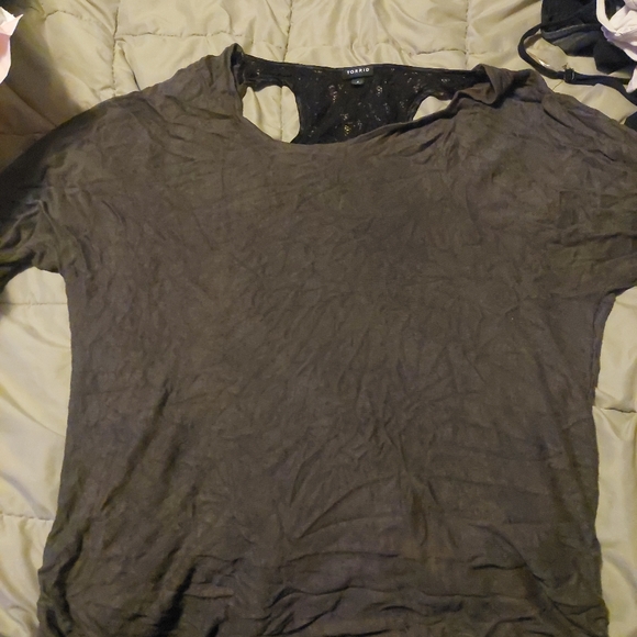 TORRID PLUS SIZE LACE RACERBACK SHIRT. - Picture 2 of 6